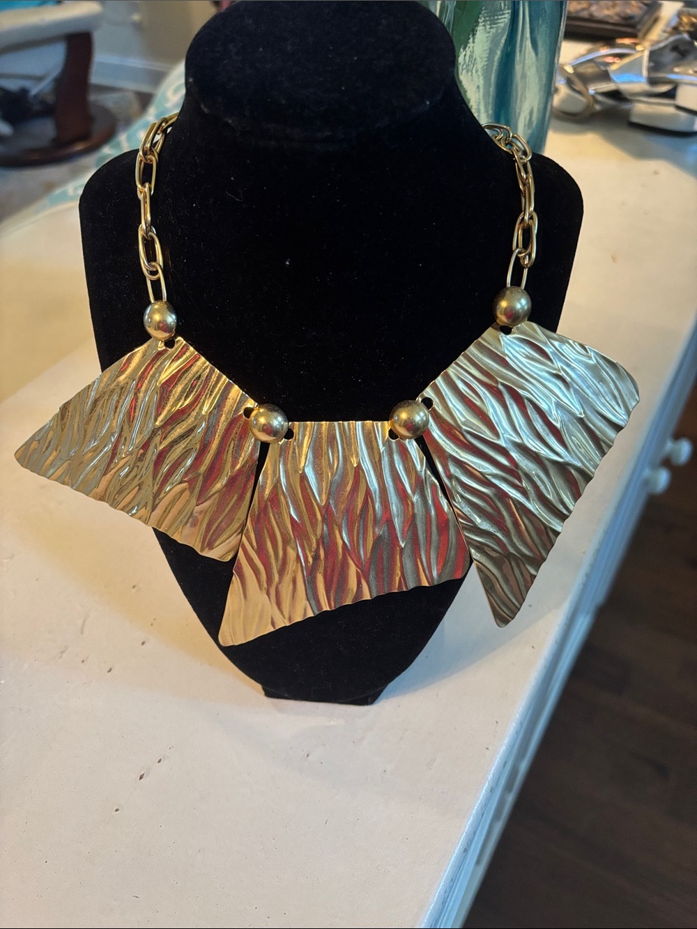 Textured Gold Statement Necklace